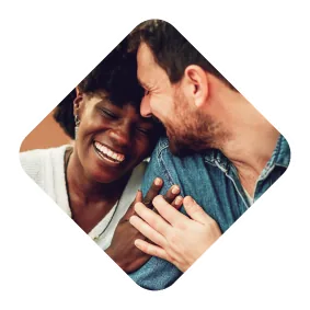 Smiling couple finding comfort and emotional support together
